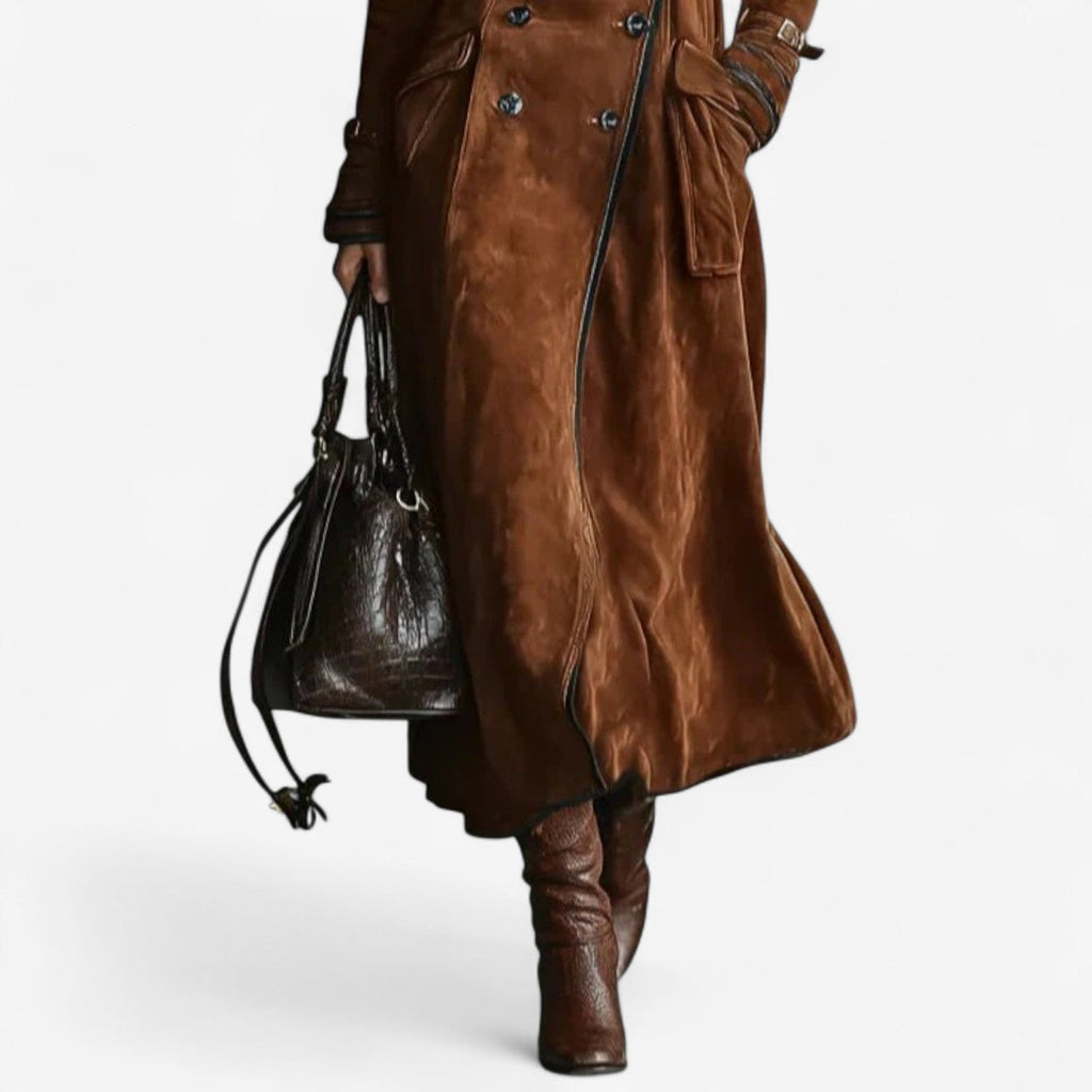 Nathaly™ Trench em pele nobuck