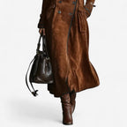 Nathaly™ Trench em pele nobuck