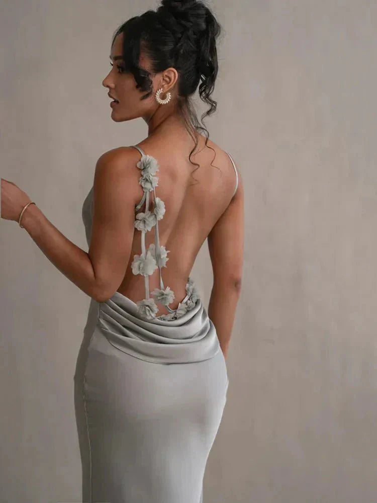 Nina™ | Vestido de festa luxuoso em seda com babados