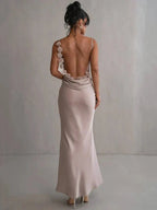 Nina™ | Vestido de festa luxuoso em seda com babados