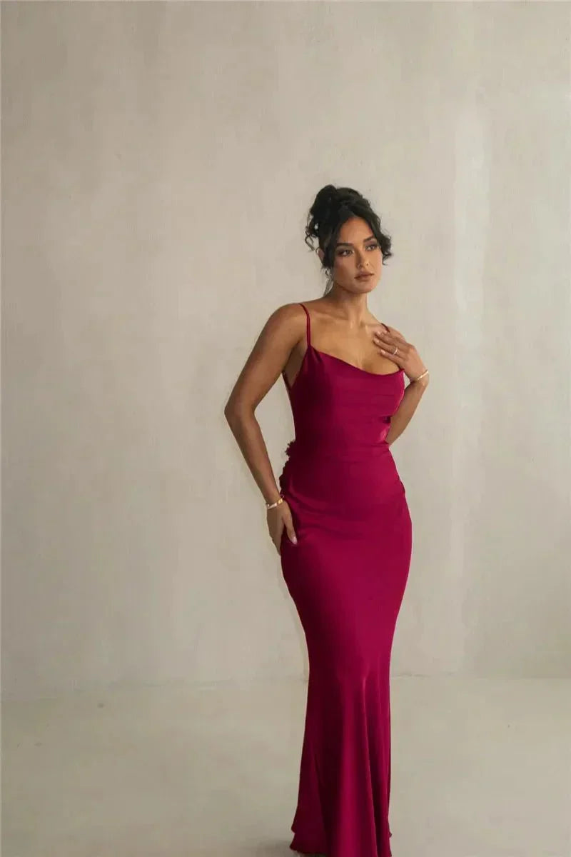 Nina™ | Vestido de festa luxuoso em seda com babados