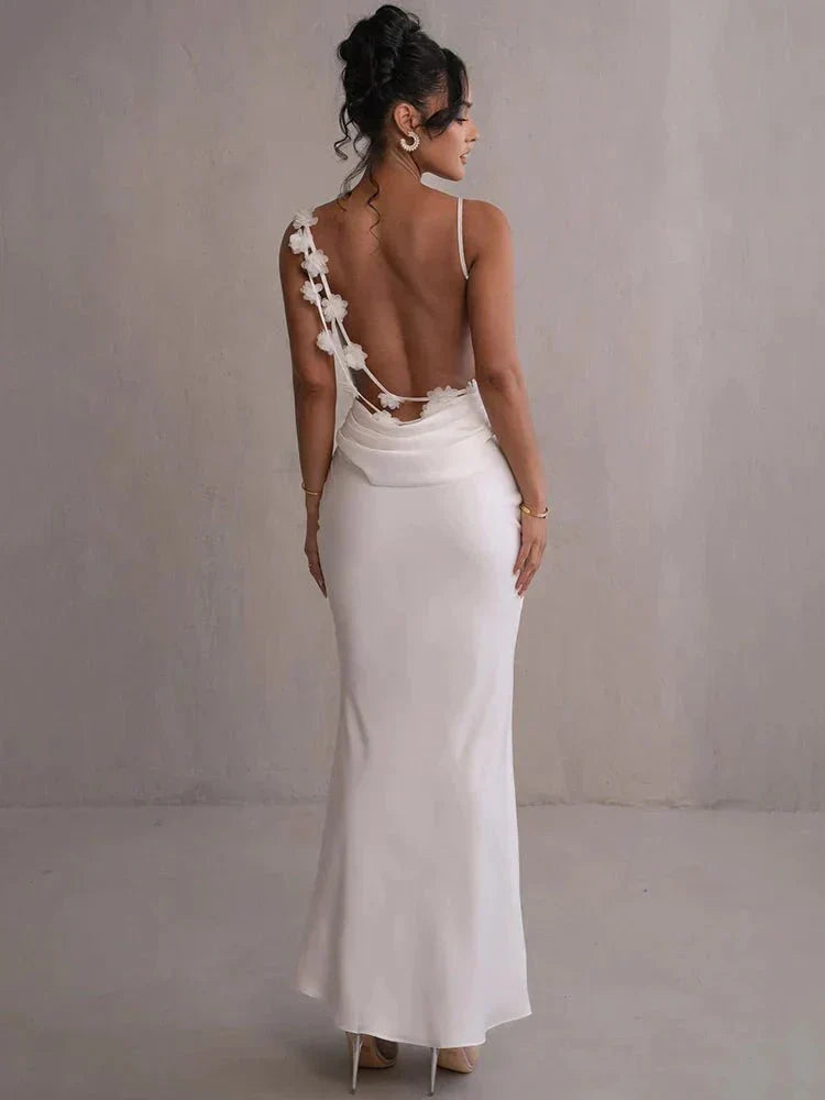 Nina™ | Vestido de festa luxuoso em seda com babados