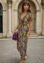 Sofia | Vestido Midi com Estampado Floral e Manga Curta